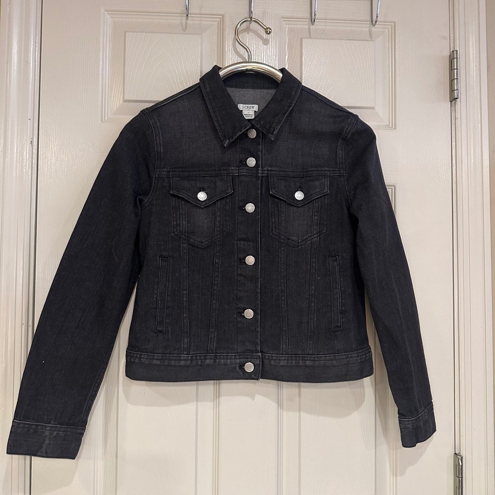 J.Crew Womens Washed Black Denim Trucker Jacket Size S NWT